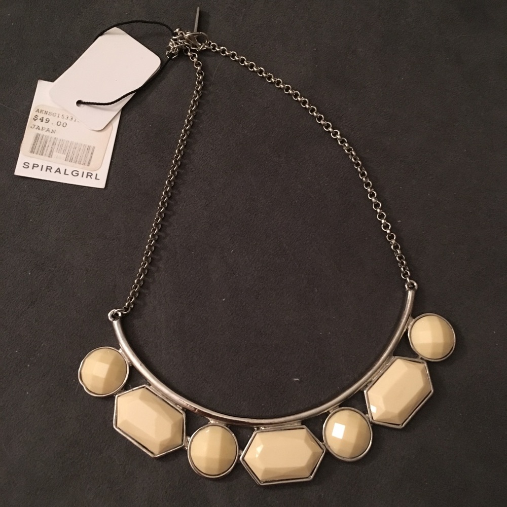 Spiral girl white jewel stone necklace